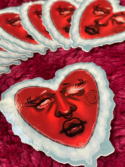 Heartface Sticker 3x3”